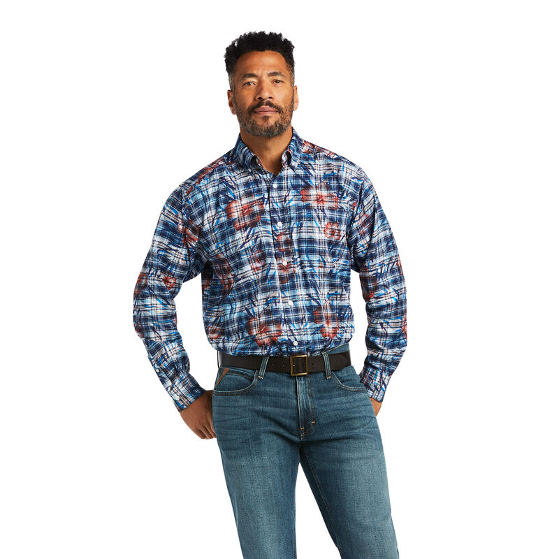 Ariat Hemden Herren - August Classic Fit Blau/Braun ( VYUBT-8406 )